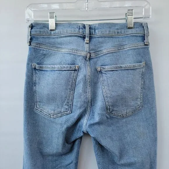 Agolde Toni Size 24 Distressed Raw Step Hem Light Wash Minimalist Cropped Jeans - Picture 12 of 14